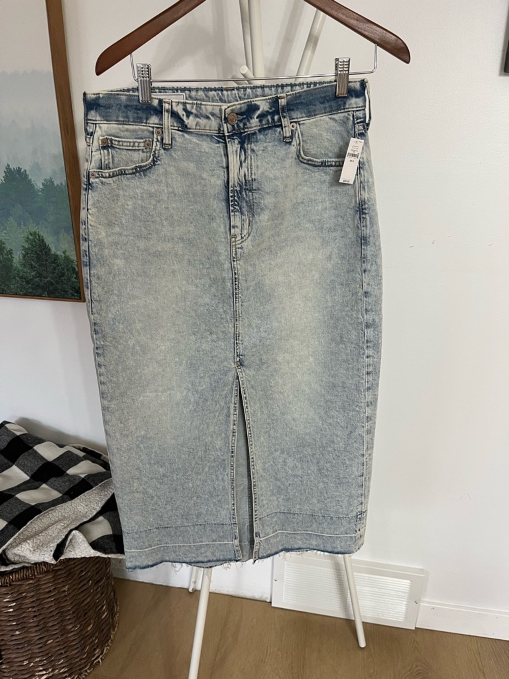 Light Wash Midi Denim Jean Skirt